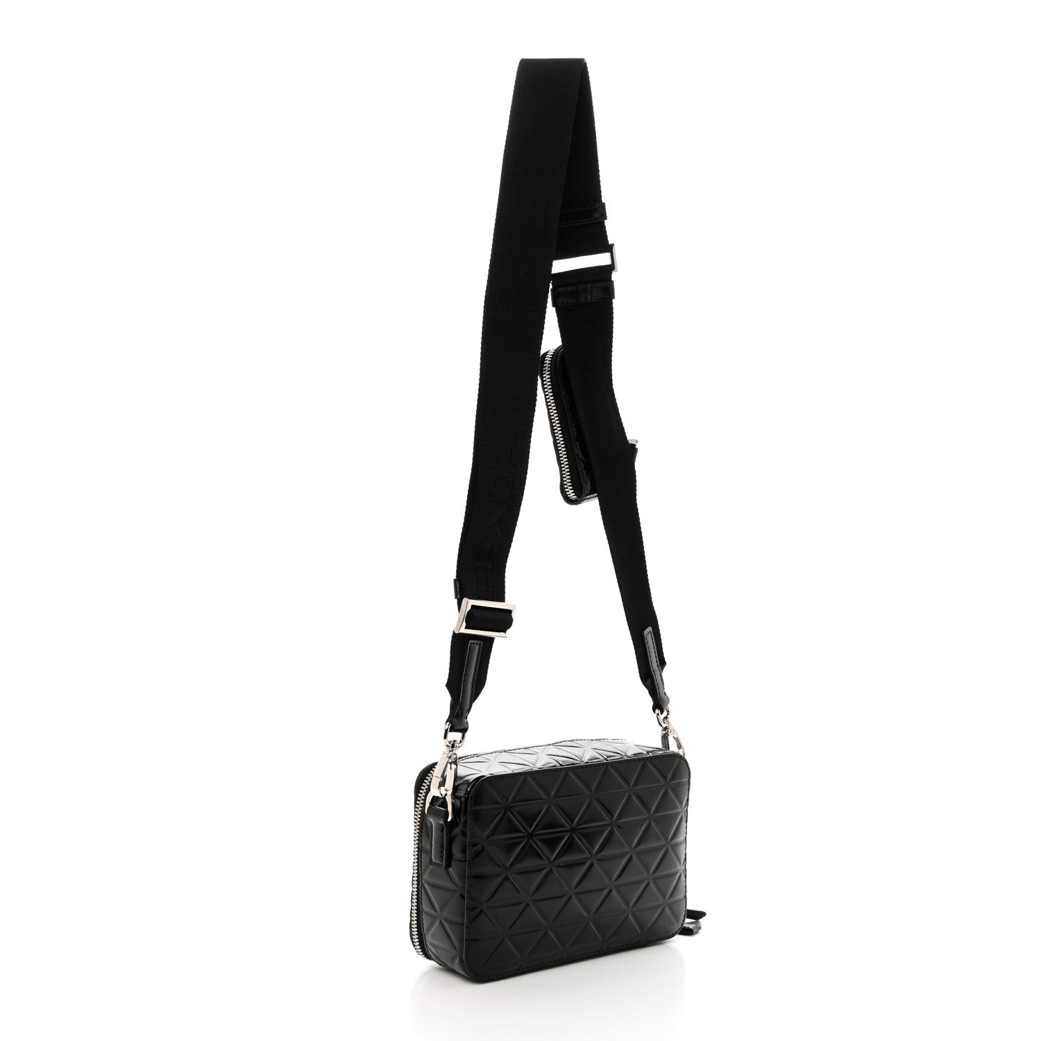 Prada Spazzolato Small Brique Crossbody Bag Black 2 of 10