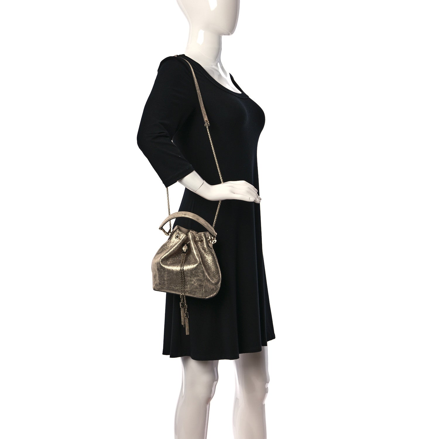 Bulgari Metallic Karung Serpenti Forever Bucket Bag Champagne 2 of 8