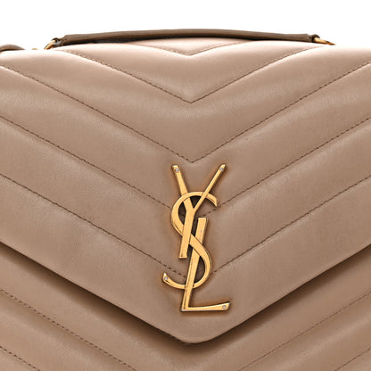 Saint Laurent Calfskin Y Quilted Monogram Medium Loulou Chain Satchel Dark Beige 8 of 18