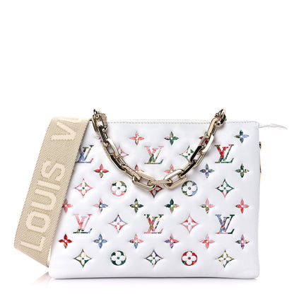 Louis Vuitton Lambskin Embossed Monogram LV Garden Coussin PM Cream 1 of 10