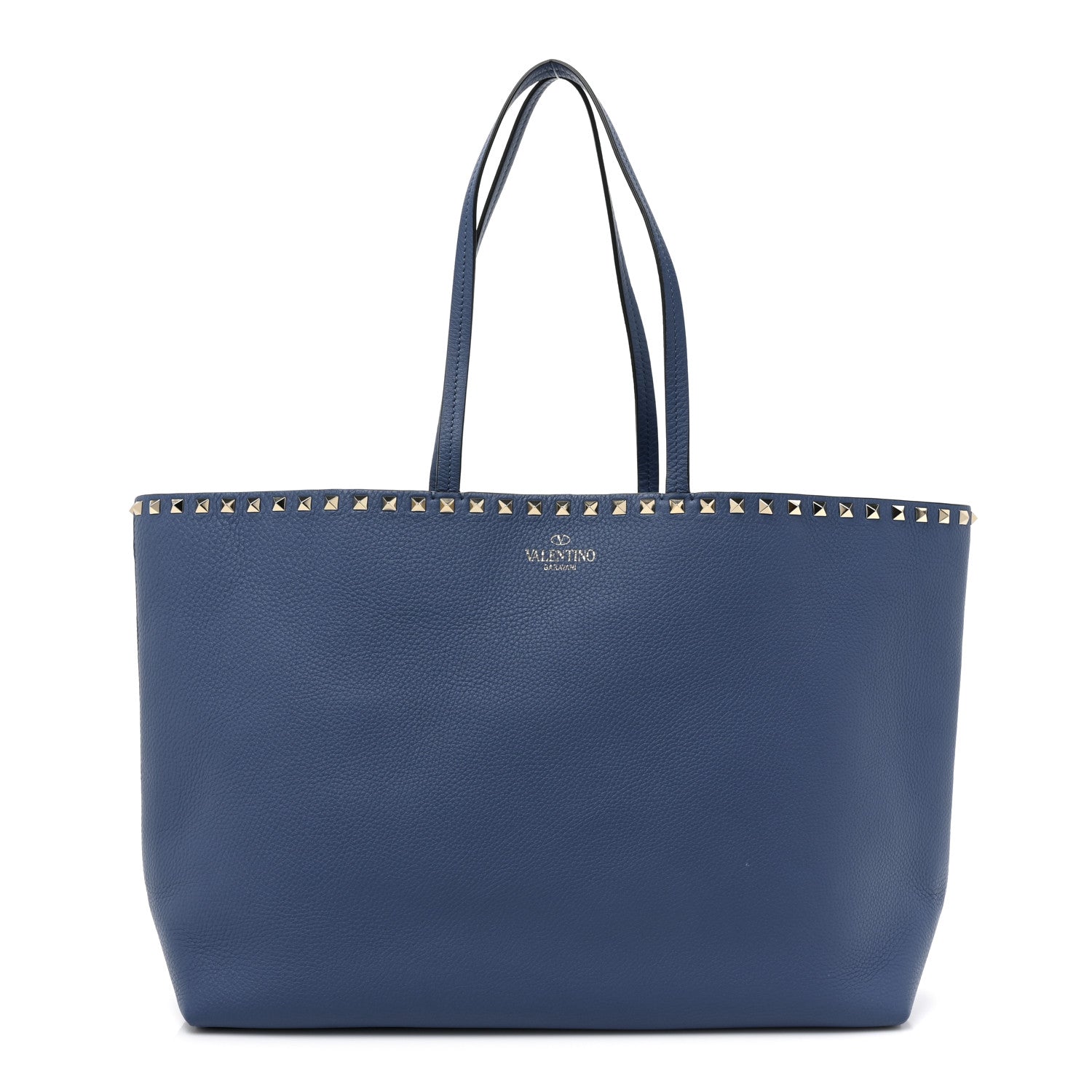 Valentino Garavani Grained Calfskin Rockstud Shoulder Tote Baltique 1 of 8
