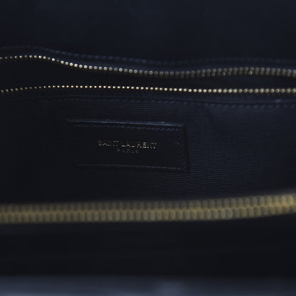 Saint Laurent Lambskin Matelasse Chevron Monogram Shopping Bag Black 8 of 9