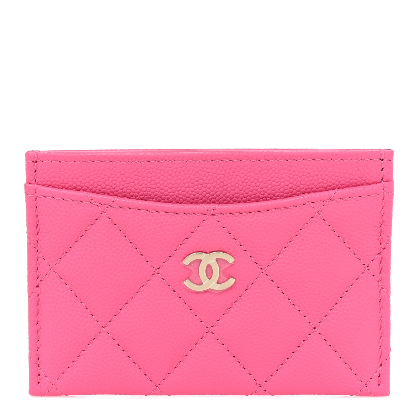 Caviar Quilted Card Holder Pink