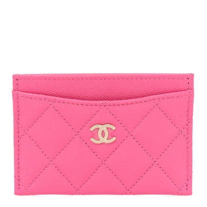 Chanel Caviar Quilted Card Holder Pink 1 of 10