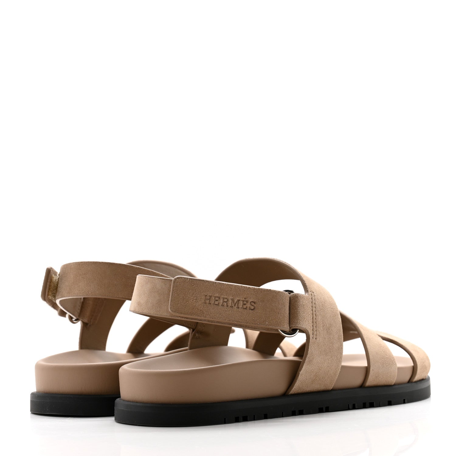 Hermes Suede Goatskin Womens Genius Sandals 36 Beige Sable 1526349