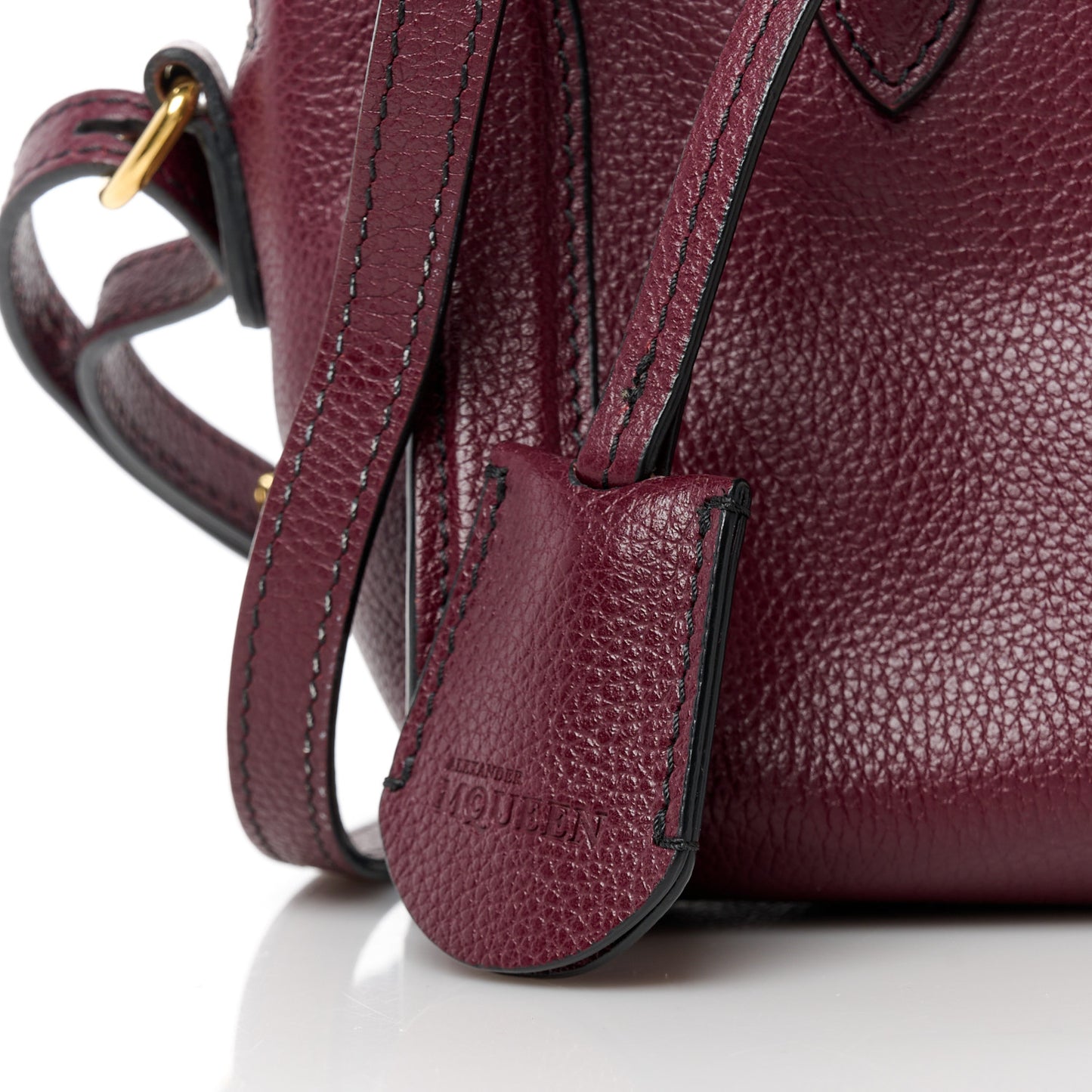 Pebbled Calfskin Mini Padlock Tote Bordeaux