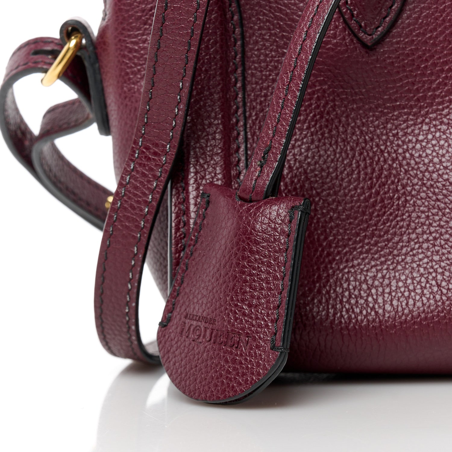 Alexander McQueen Pebbled Calfskin Mini Padlock Tote Bordeaux 9 of 12