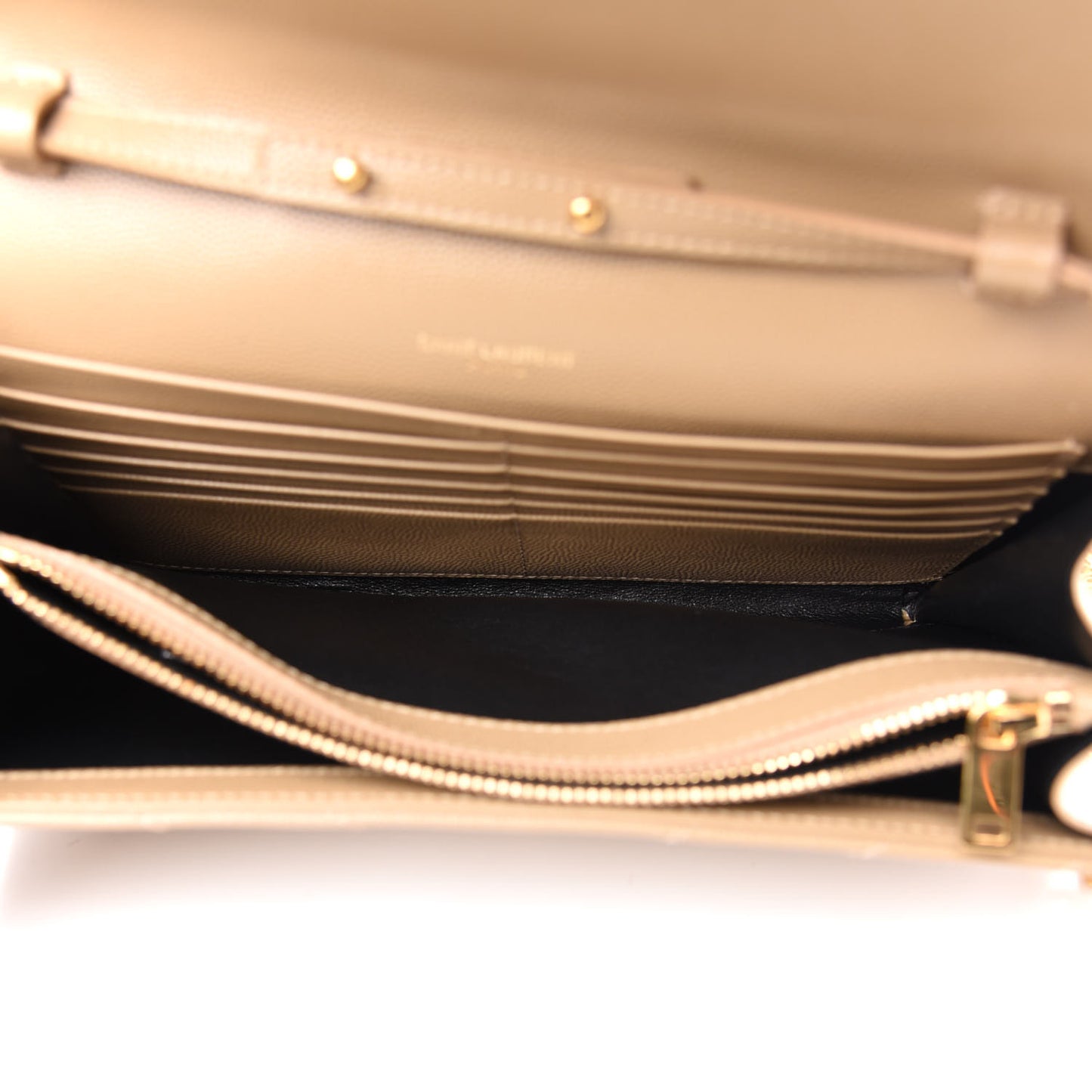 Grain De Poudre Matelasse Chevron Monogram Chain Wallet Deep Beige