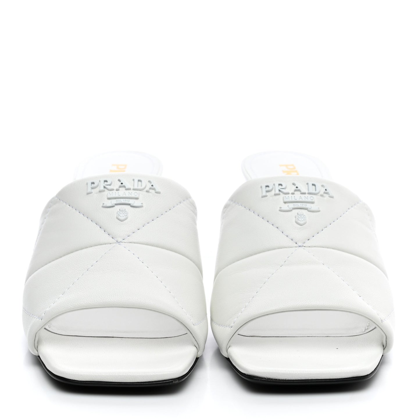 Nappa Logo Quilted Slide Sandals 36 White