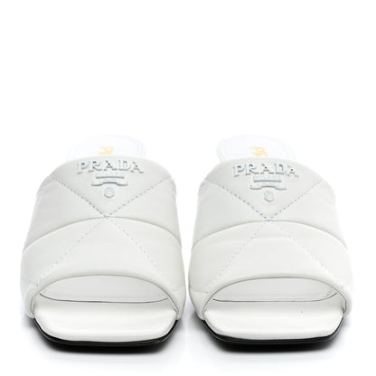 Prada Nappa Logo Quilted Slide Sandals 36 White 2 of 10