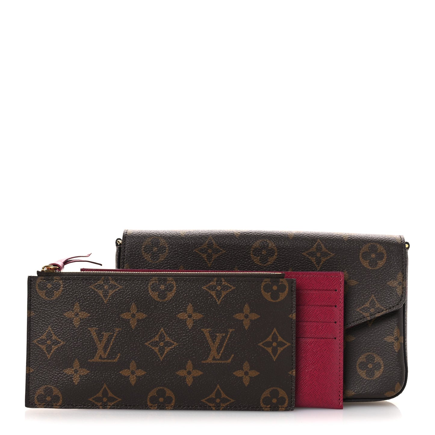 Monogram Pochette Felicie Chain Wallet Fuchsia