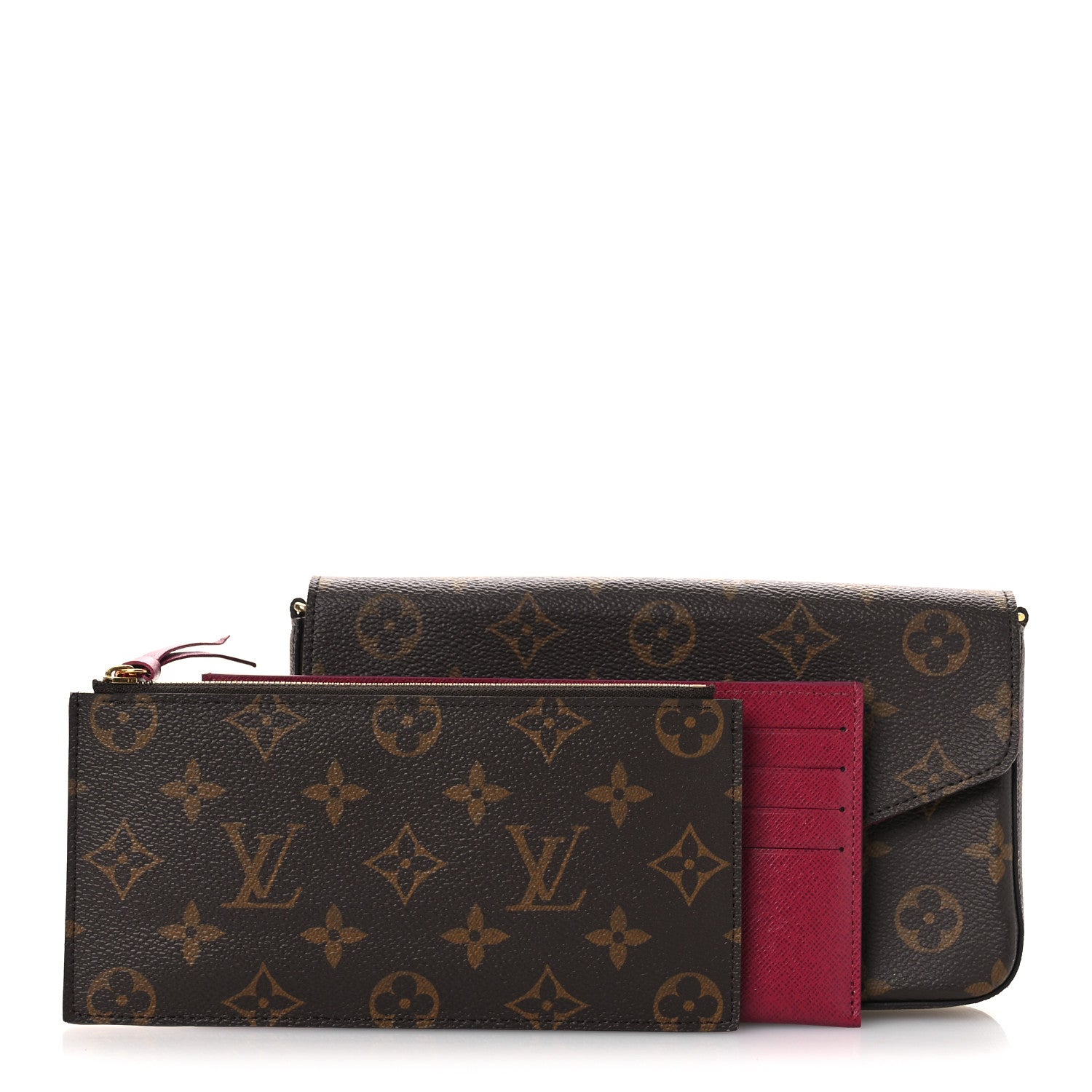 Louis Vuitton Monogram Pochette Felicie Chain Wallet Fuchsia 3 of 11