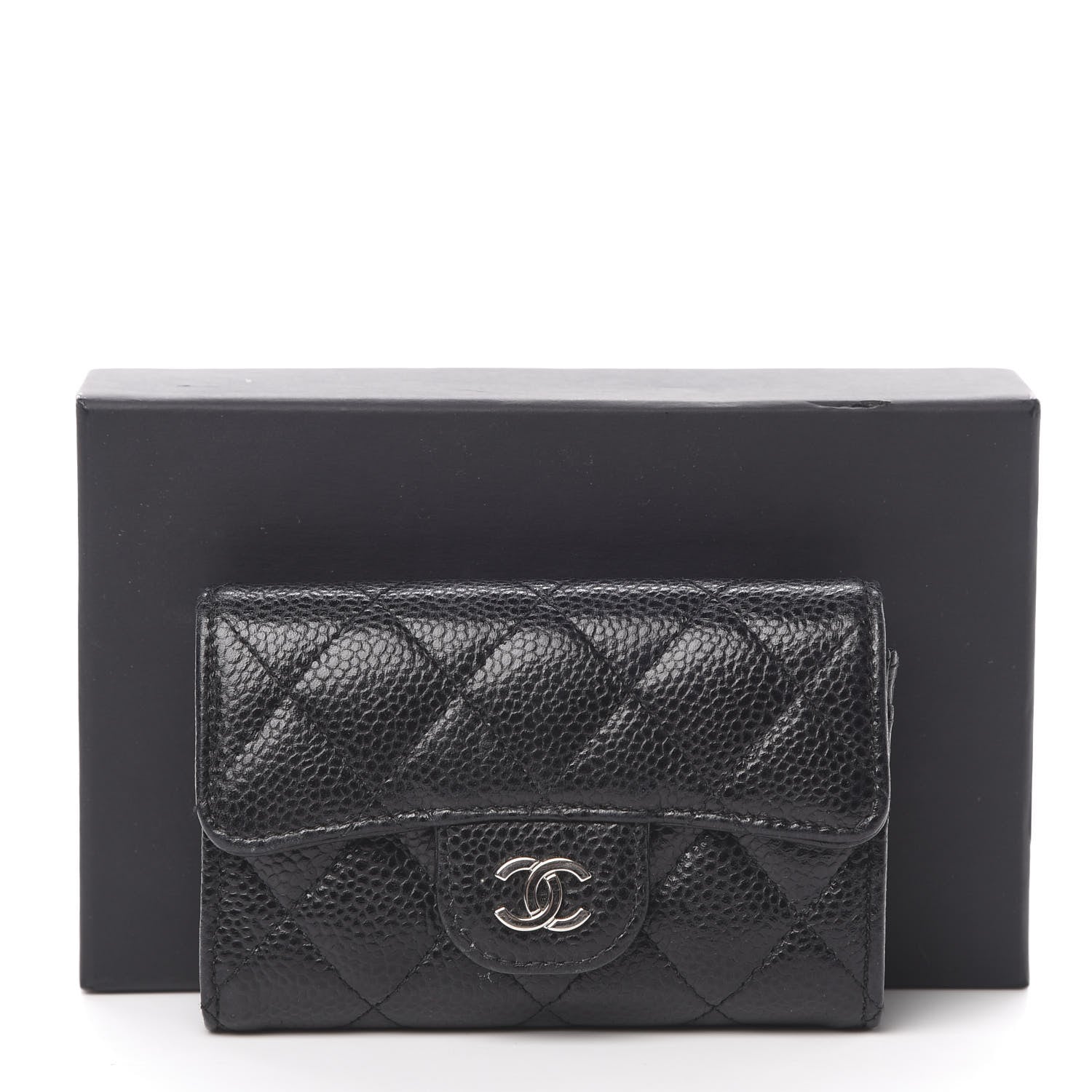 Chanel Caviar Quilted Flap Card Holder Wallet Black 9 of 9