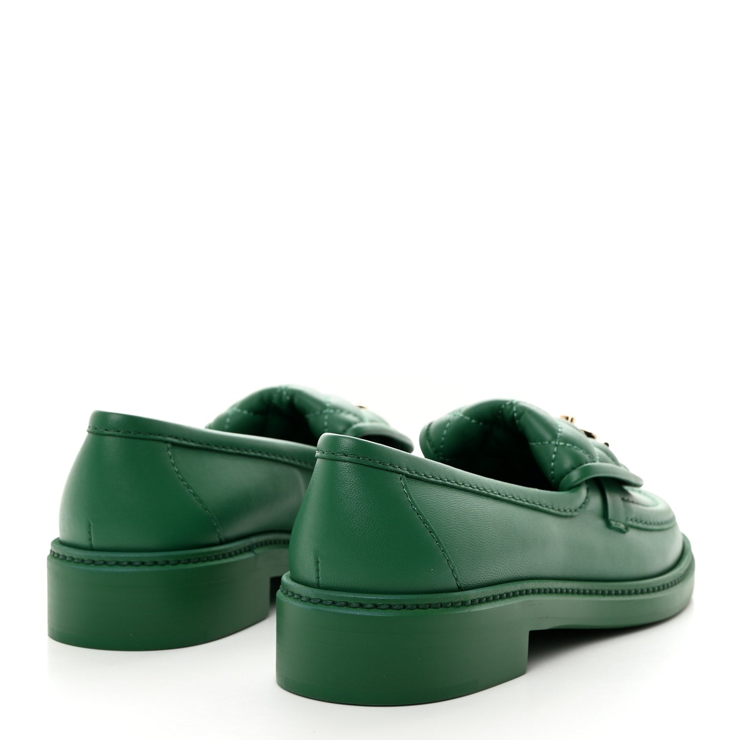 Lambskin Quilted CC Turnlock Loafers 37.5 Green