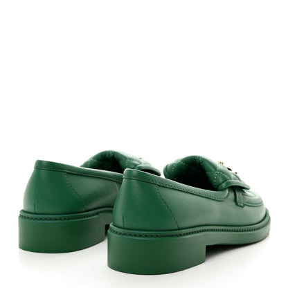 Chanel Lambskin Quilted CC Turnlock Loafers 37.5 Green 4 of 8