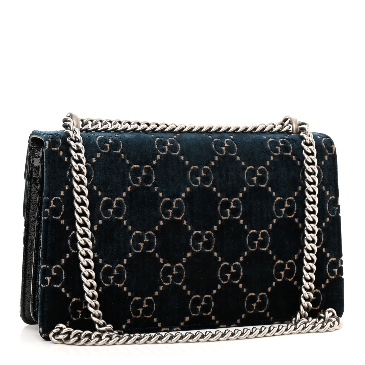 Velvet Skipper GG Monogram Small Dionysus Shoulder Bag Blue Beige Black