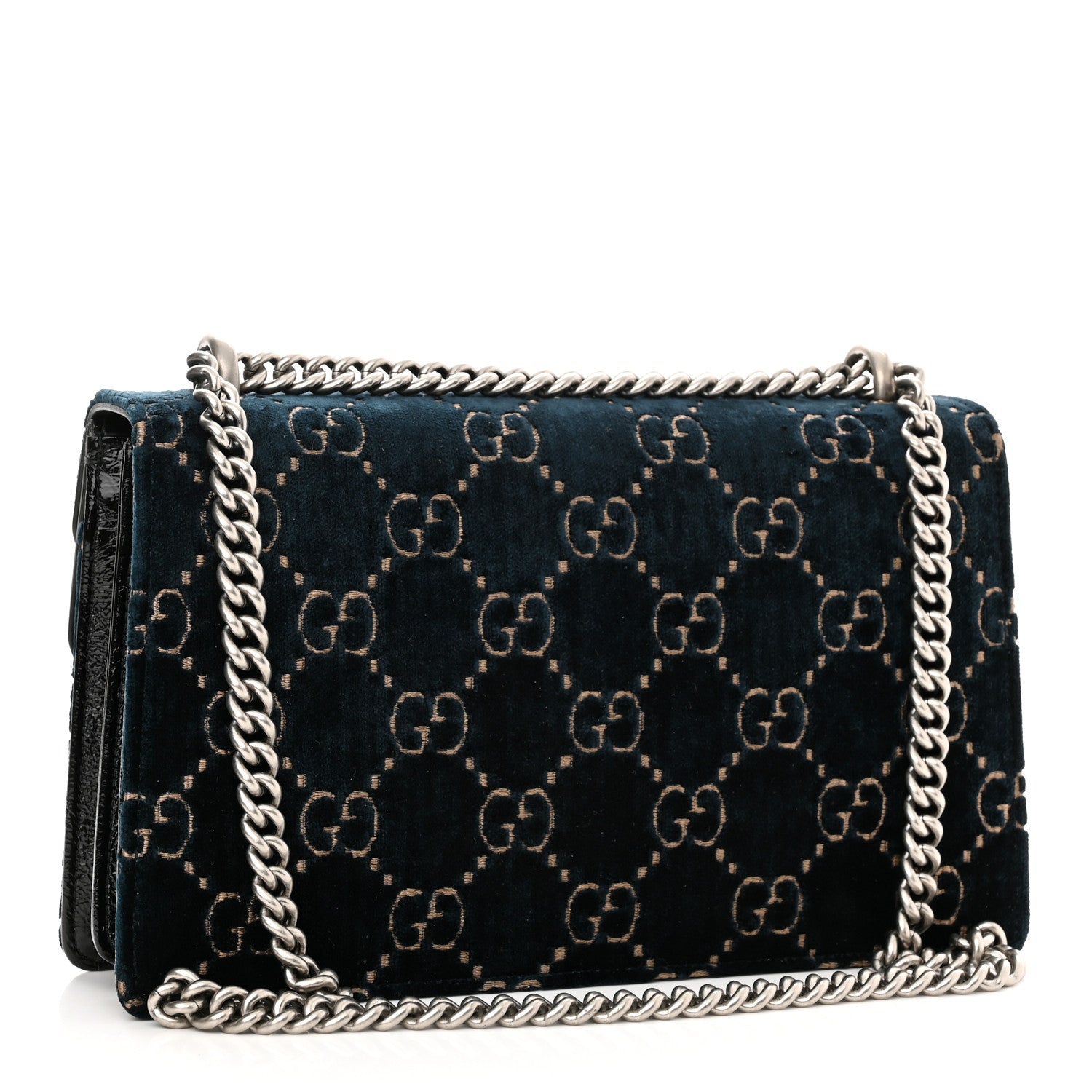 Gucci Velvet Skipper GG Monogram Small Dionysus Shoulder Bag Blue Beige Black 3 of 11