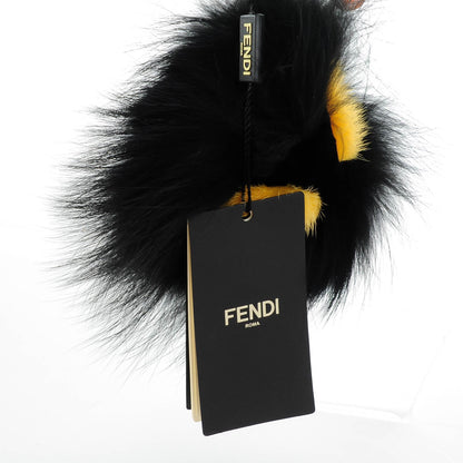 Fendi Fox Mink Rabbit Fur Vitello Flamingo Grimmy Monster Bag Bug Charm Black Giallo 3 of 7