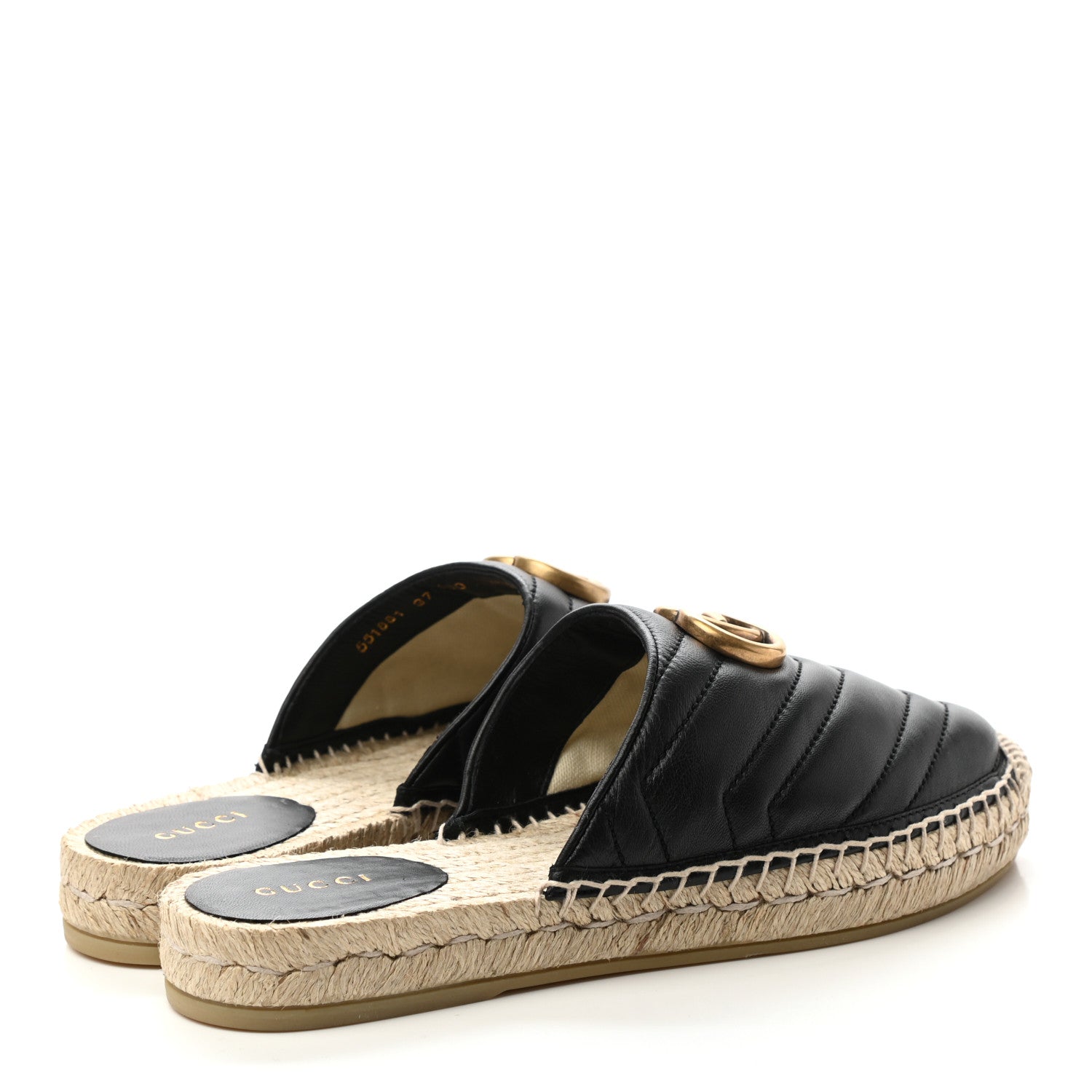 Gucci Nappa Matelasse GG Marmont Espadrille Slippers 37 Black 4 of 8