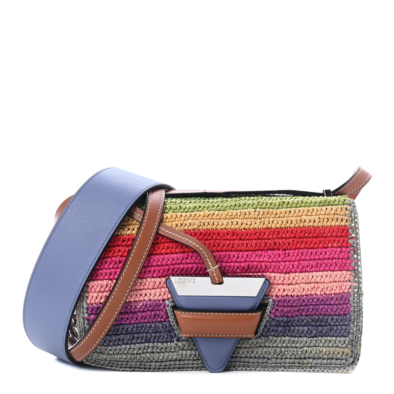 Loewe Raffia Paula's Ibiza Medium Barcelona Rainbow Shoulder Bag Tan 1 of 4