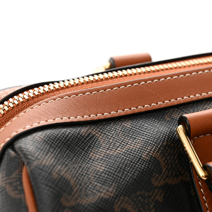 Celine Triomphe Canvas Calfskin Boston Bag Tan 13 of 16