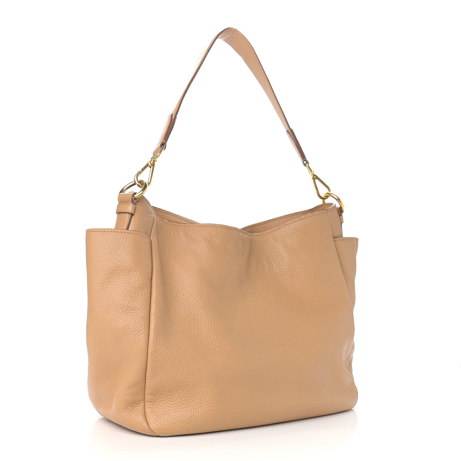 Prada Vitello Daino Side Pocket Hobo Naturale 2 of 12