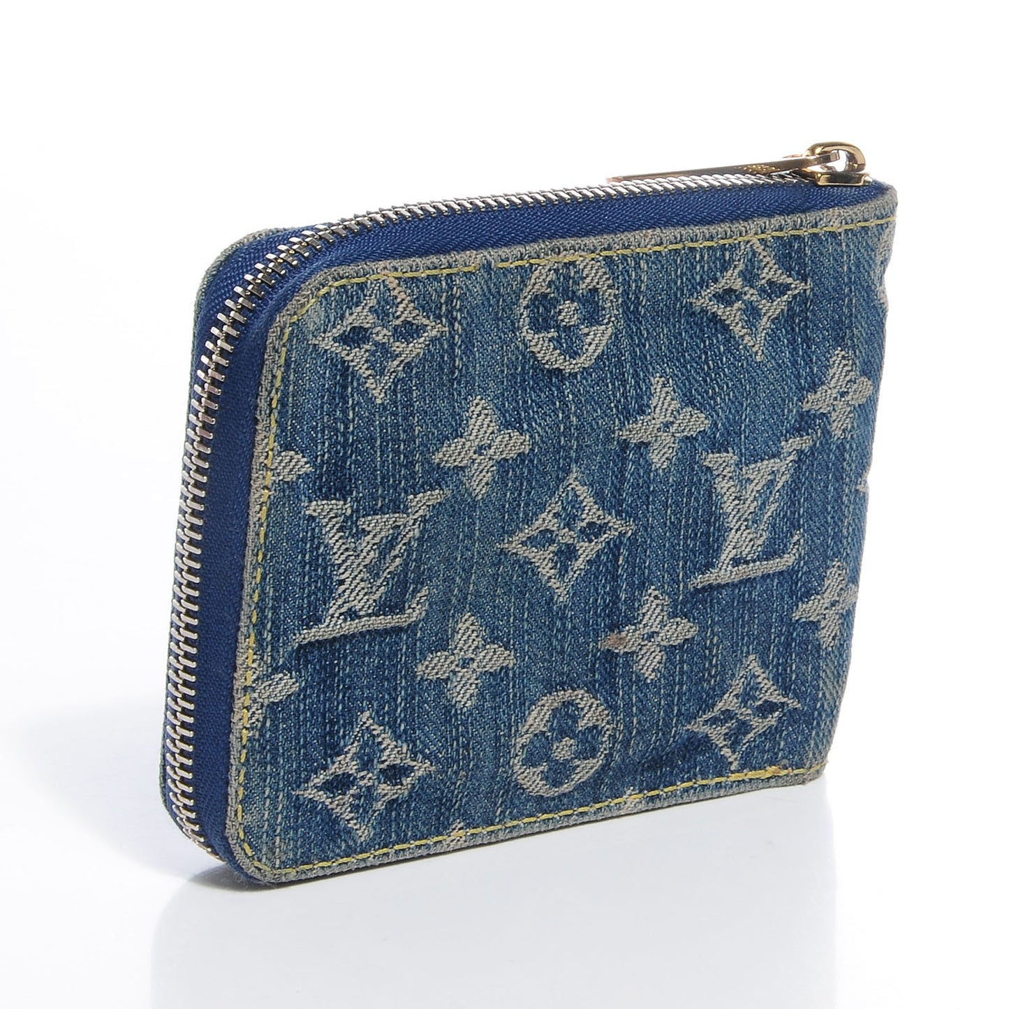 Denim Zip Compact Wallet Blue