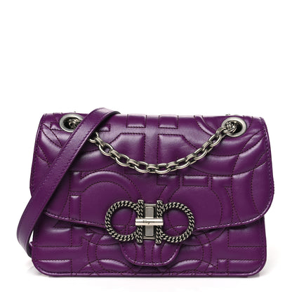 Salvatore Ferragamo Calfskin Quilted Gancini Small Flap Bag Purple 1 of 9