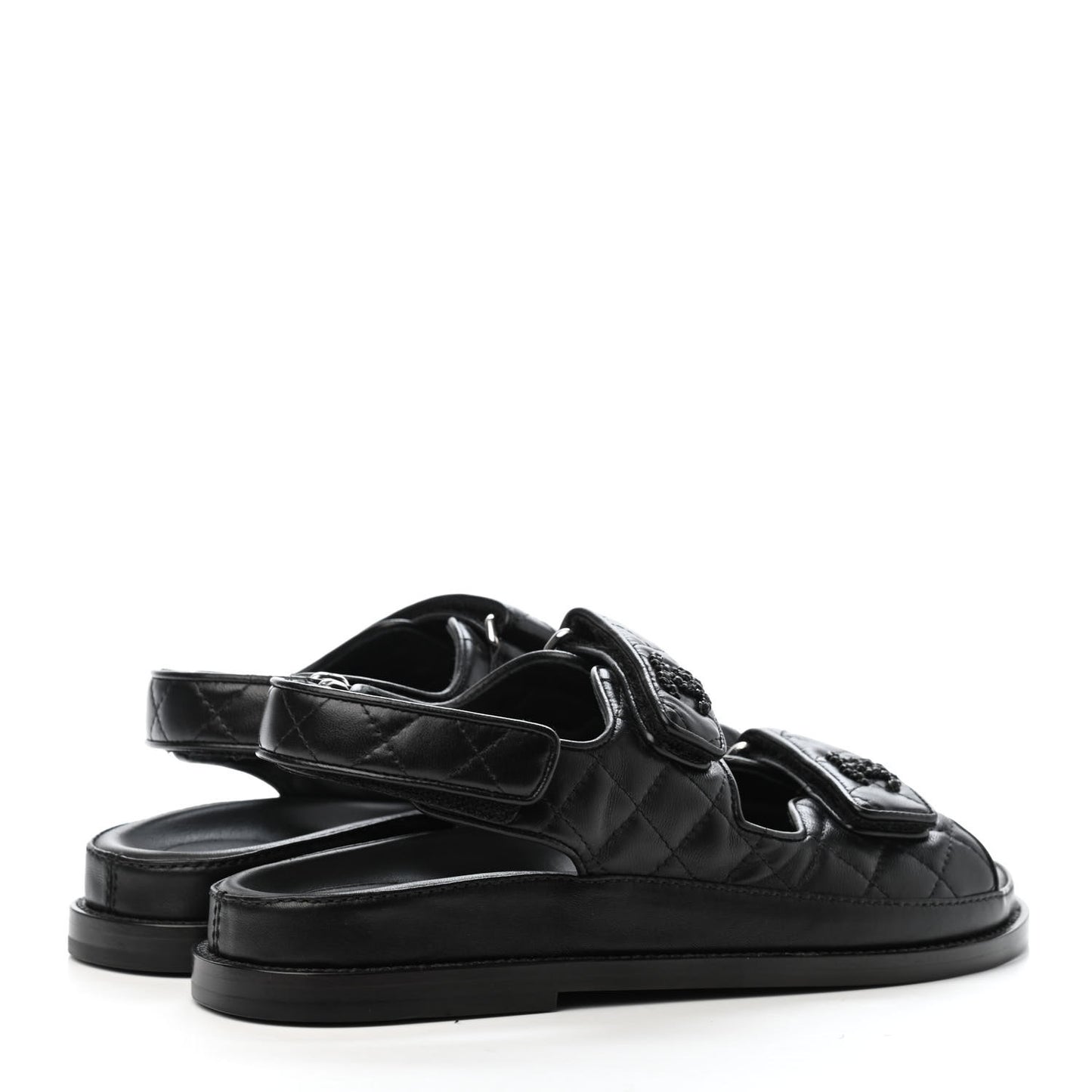 Lambskin Velcro Dad Sandals 37 Black
