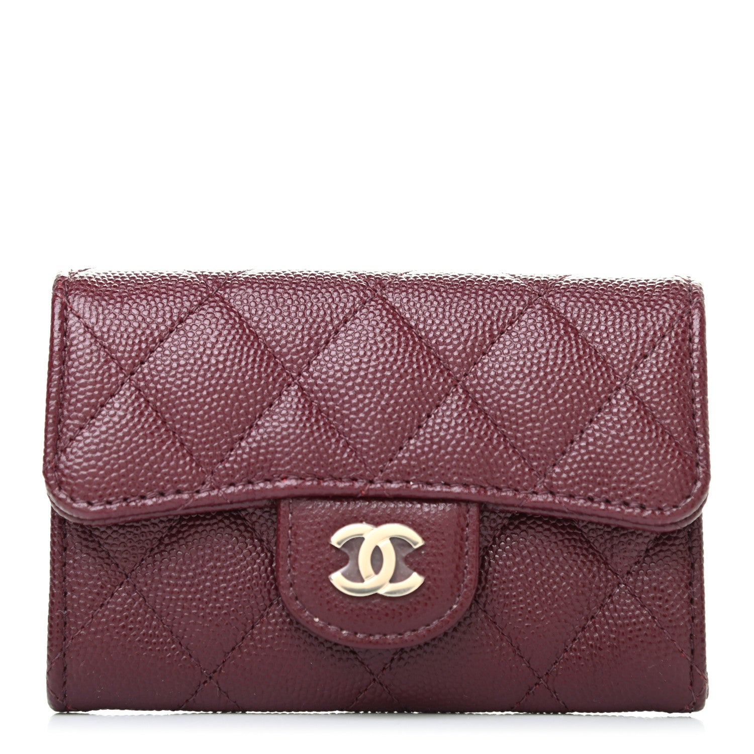 Chanel Iridescent Caviar Quilted Flap Card Holder Wallet Burgundy 1 of 6
