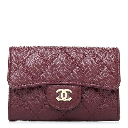 Chanel Iridescent Caviar Quilted Flap Card Holder Wallet Burgundy 1 of 6
