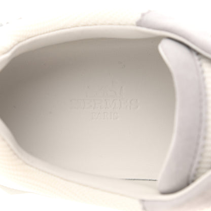 Hermes Technical Canvas Suede Goatskin Bouncing Sneakers 37 White Multicolor 7 of 9