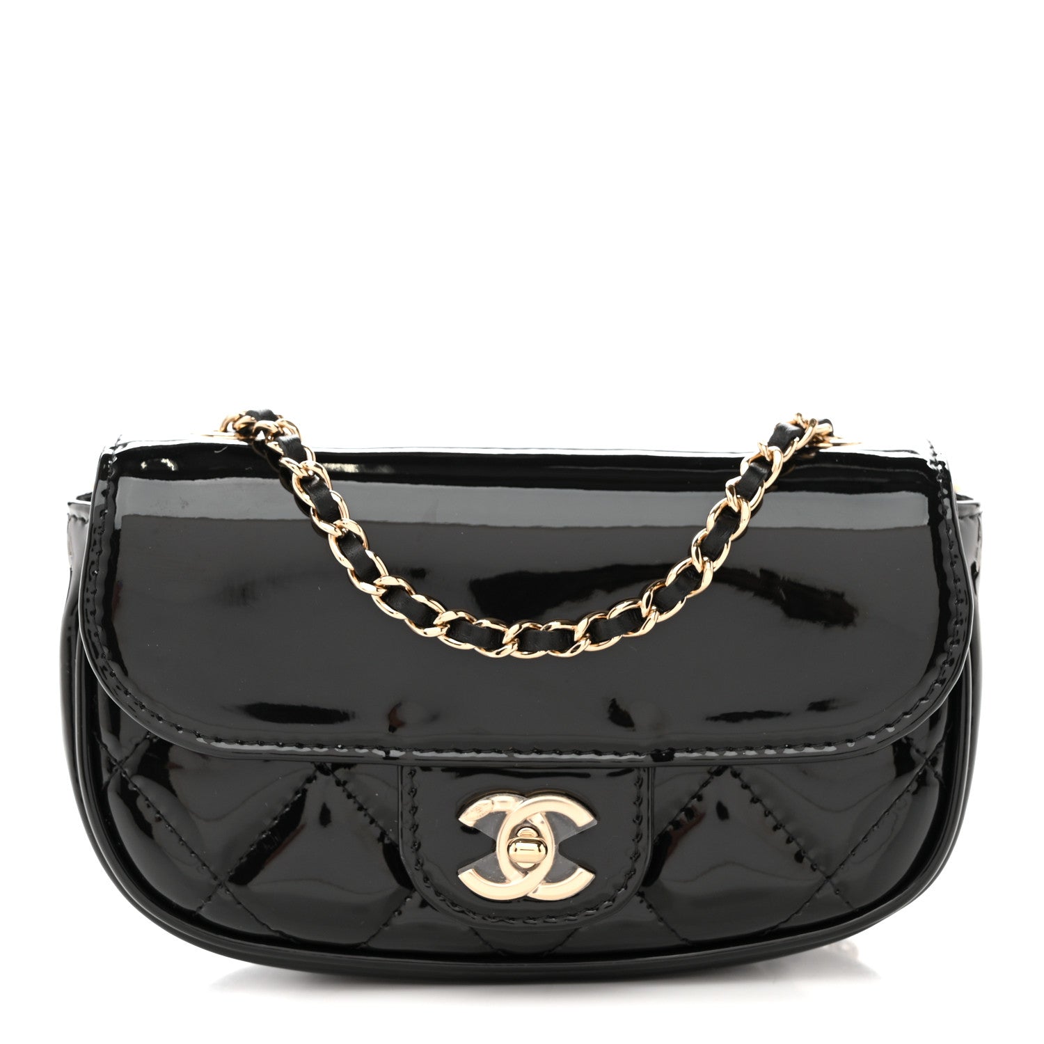 Chanel Patent Calfskin Quilted Mini Clutch Black 1877784