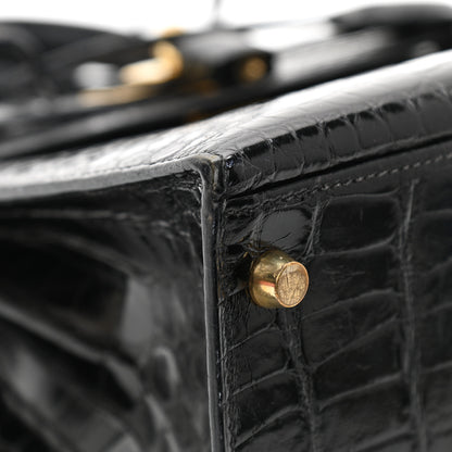 Hermes Shiny Alligator Kelly Sellier 28 Black 19 of 19