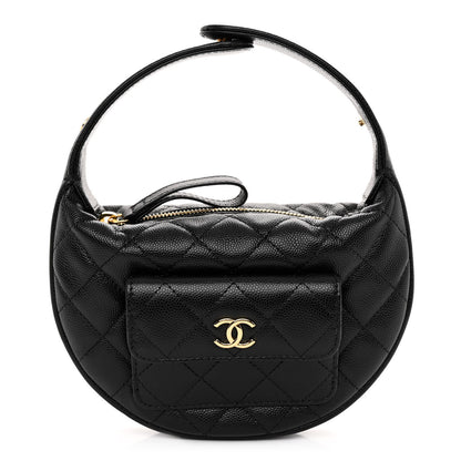 Chanel Caviar Quilted Polly Pocket Pouch Hobo Black 1 of 9