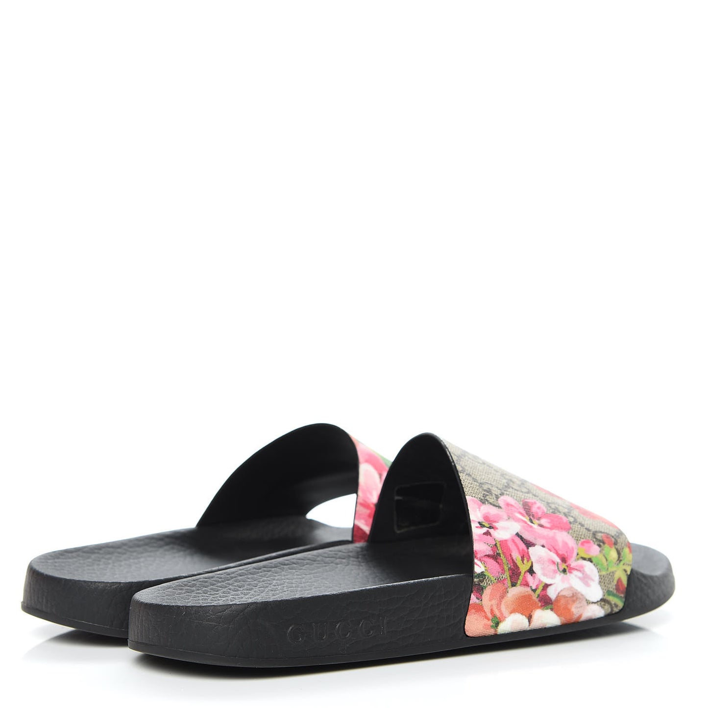 GG Supreme Monogram Blooms Slide Sandals 37 Beige Multicolor