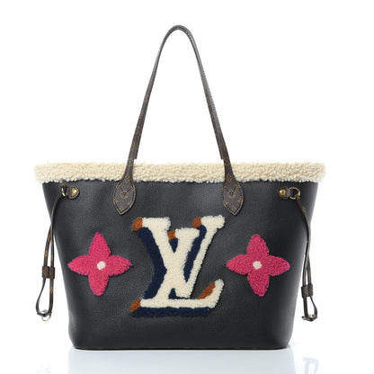 Louis Vuitton Calfskin Monogram Teddy Neverfull MM Black 3 of 11