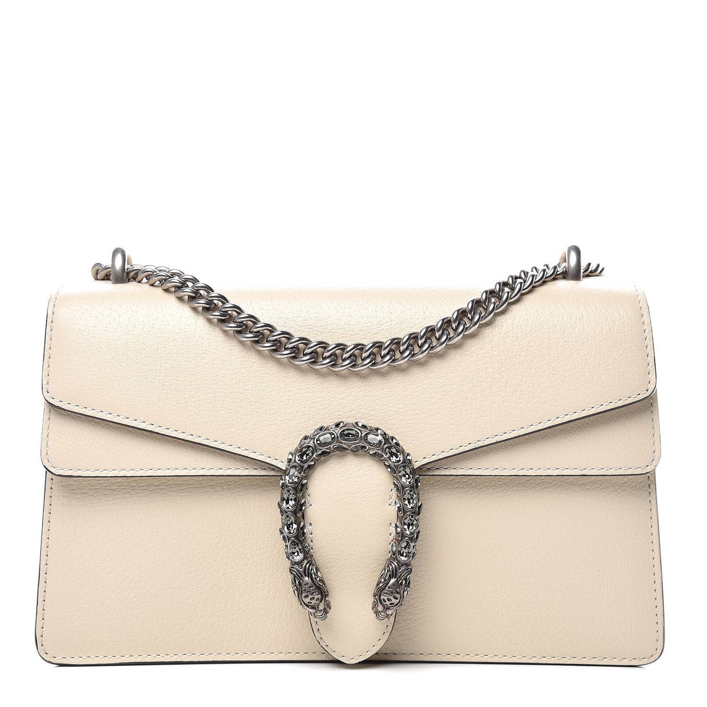 Textured Calfskin Crystal Small Dionysus Shoulder Bag Mystic White