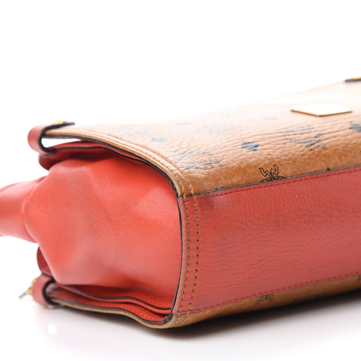 MCM Visetos Bi-Color Chain Crossbody Bag Cognac Red 6 of 18
