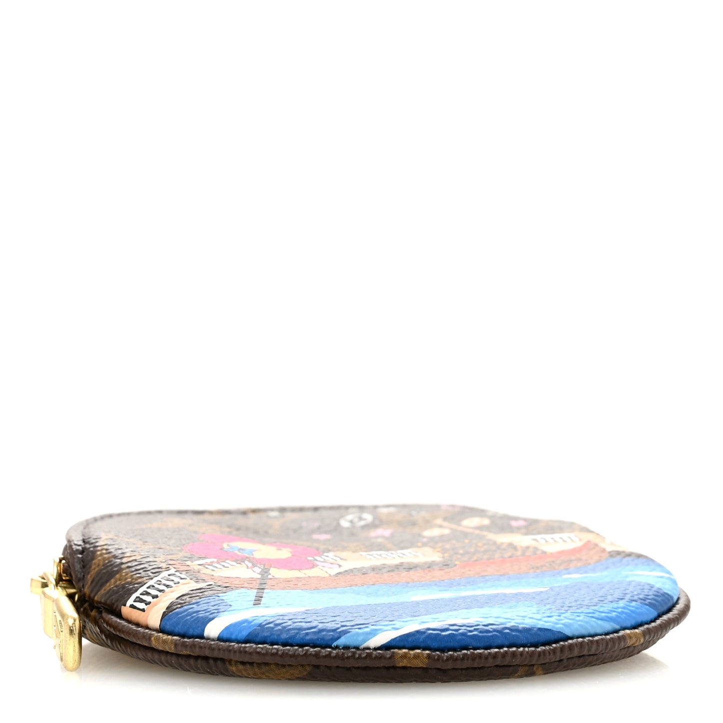 Monogram 2019 Christmas Animation Round Coin Purse Blue