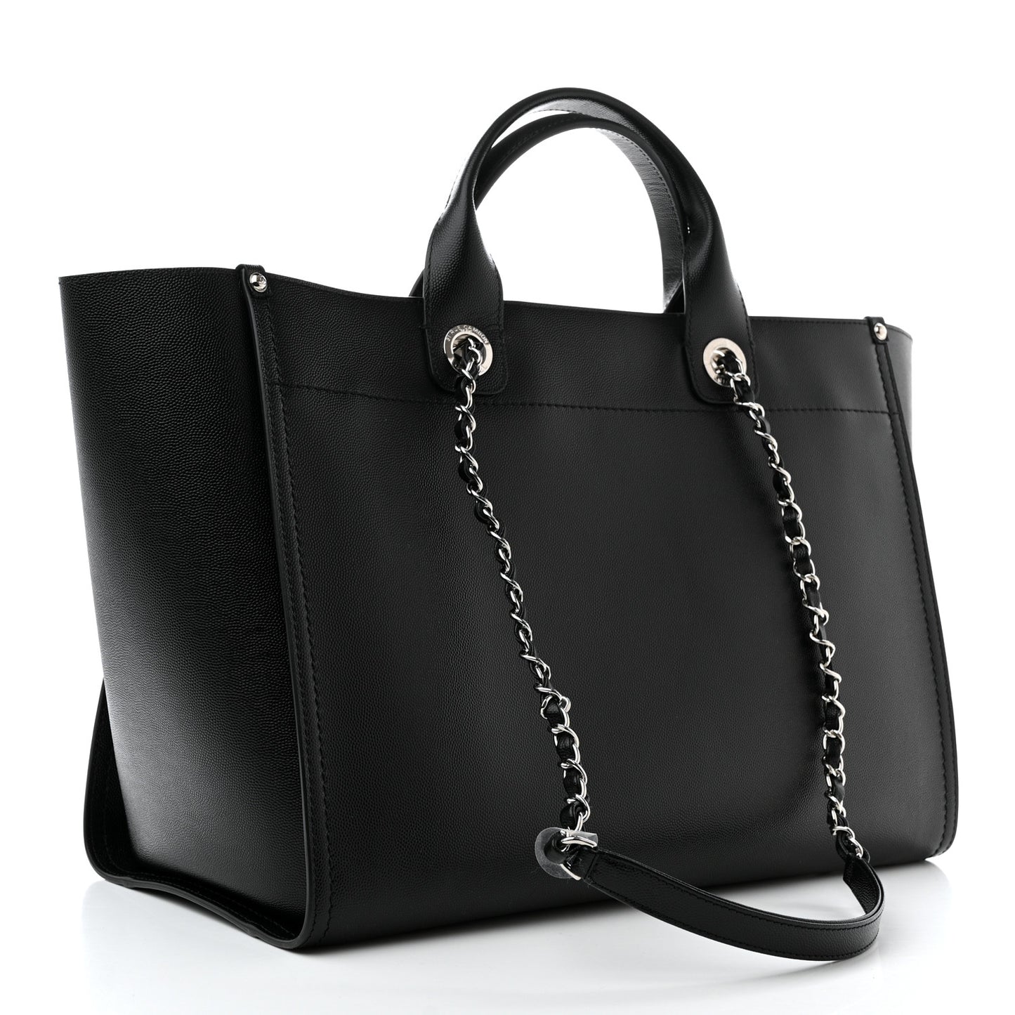 Caviar Medium Studded Deauville Tote Black