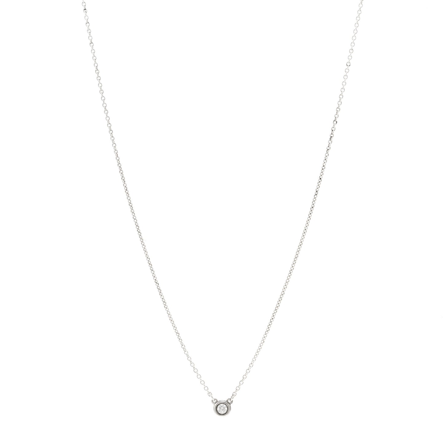 Sterling Silver Diamond .10ct Elsa Peretti Diamonds by the Yard Pendant Necklace