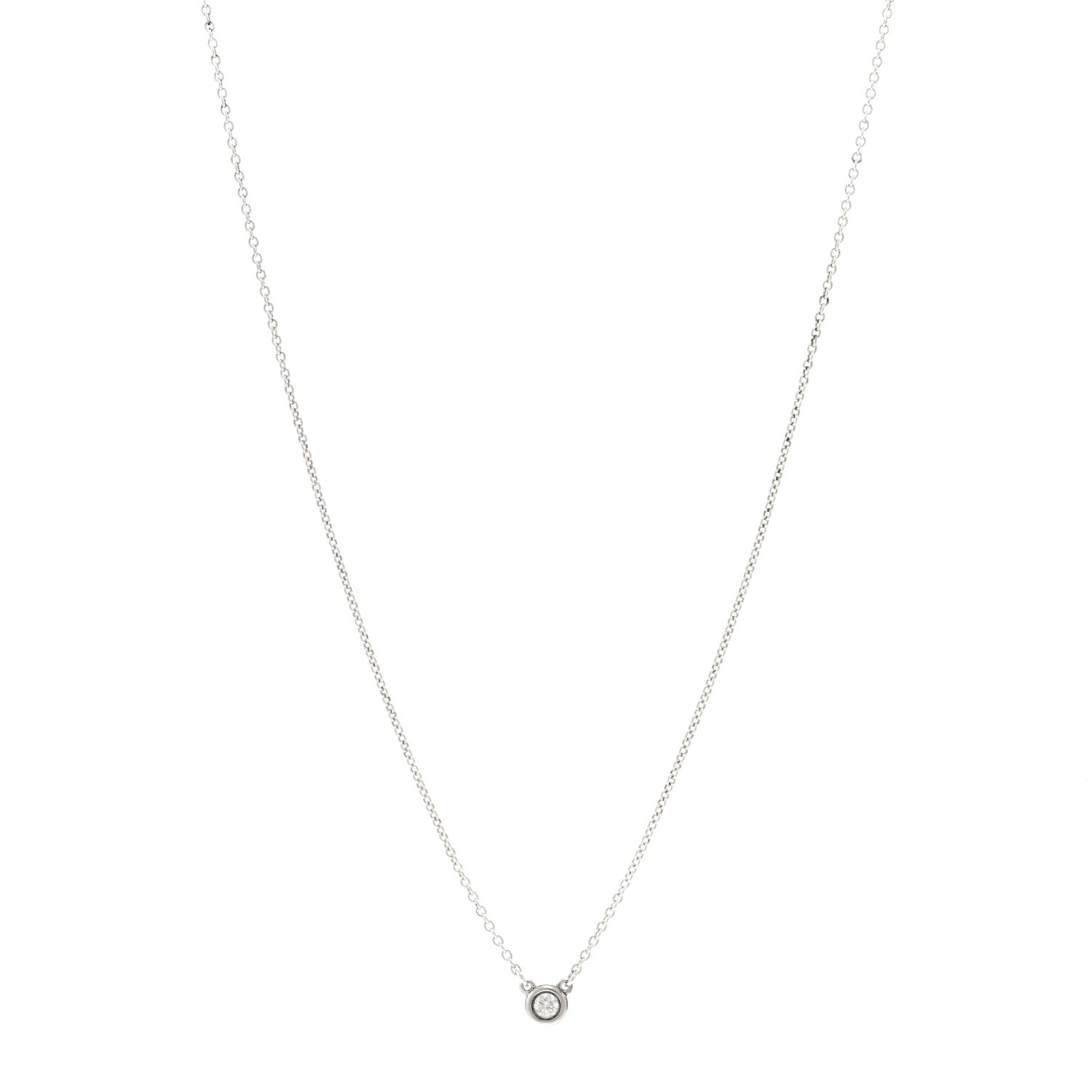 Tiffany Sterling Silver Diamond .10ct Elsa Peretti Diamonds by the Yard Pendant Necklace 1 of 4