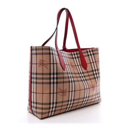 Burberry Haymarket Check Medium Reversible Tote Poppy Red 7 of 36