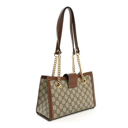 Gucci GG Supreme Monogram Calfskin Small Padlock Tote Beige Ebony Tuscany 3 of 10