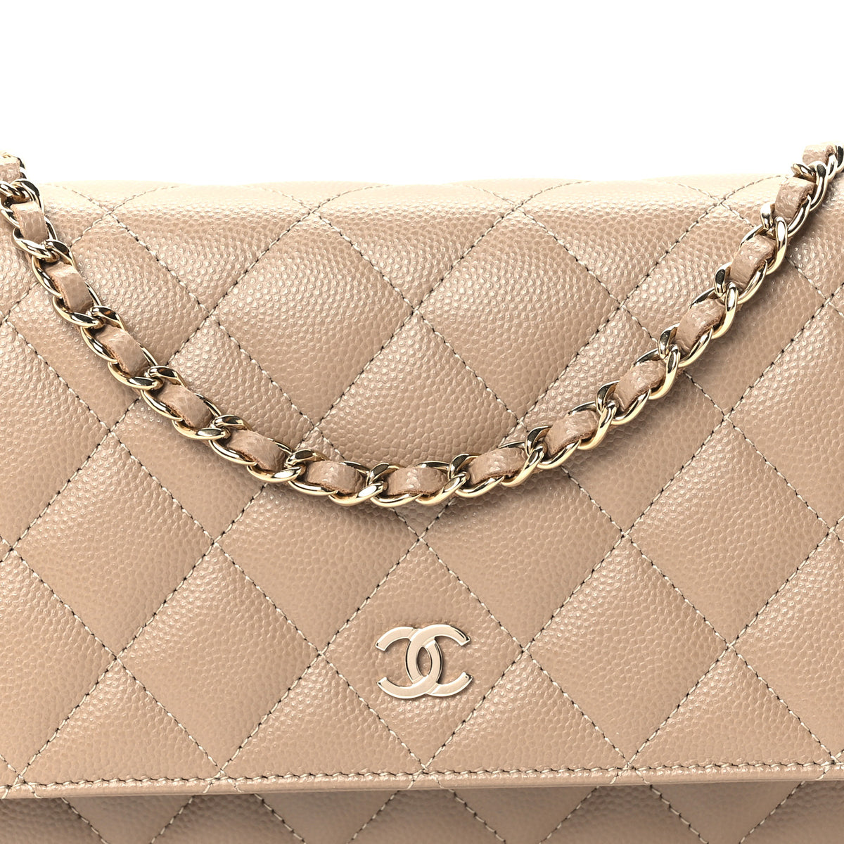 Chanel Metallic Caviar Quilted Wallet On Chain WOC Dark Gold 8 of 10