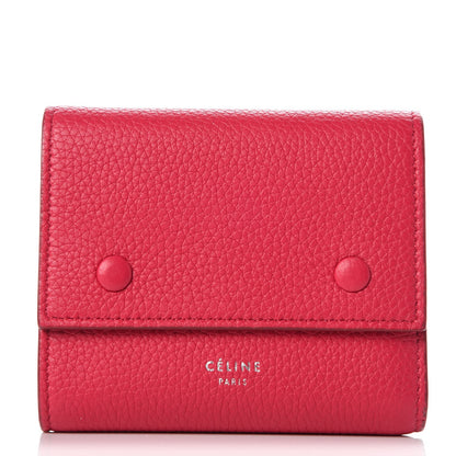 Celine Drummed Calfskin Small Multifunction Folded Wallet Dark Pink 1 of 9