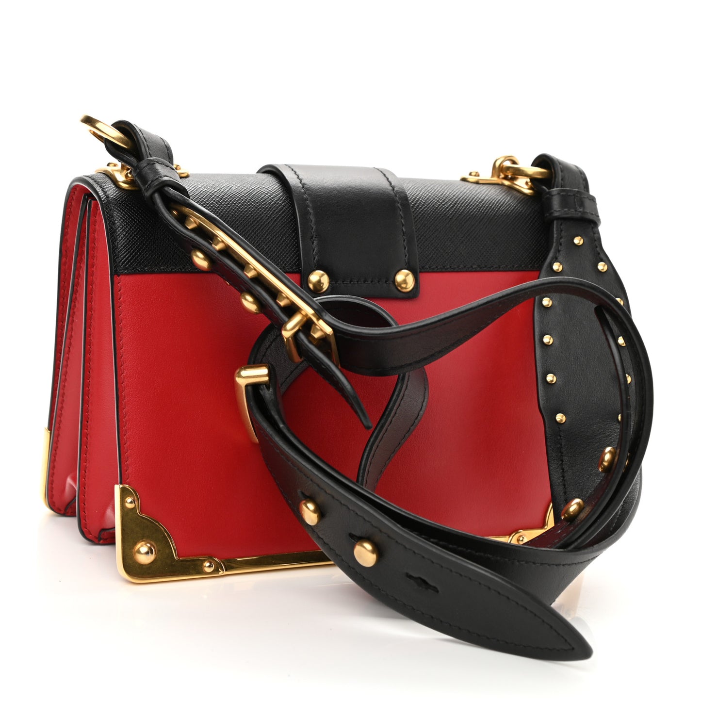 City Calfskin Saffiano Cahier Bag Fuoco Black