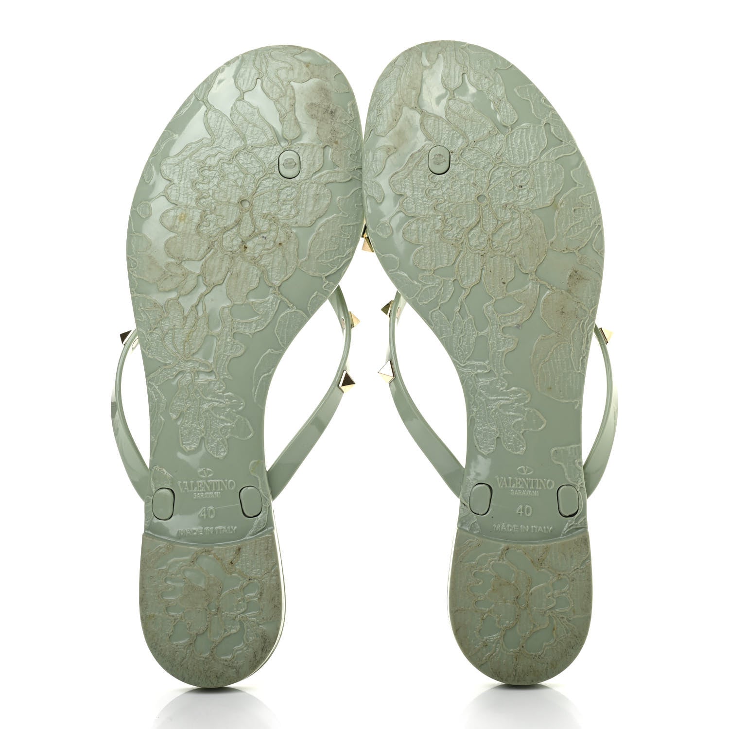 Valentino Garavani PVC Jelly Rockstud Bow Thong Sandals 40 Water Green 5 of 6