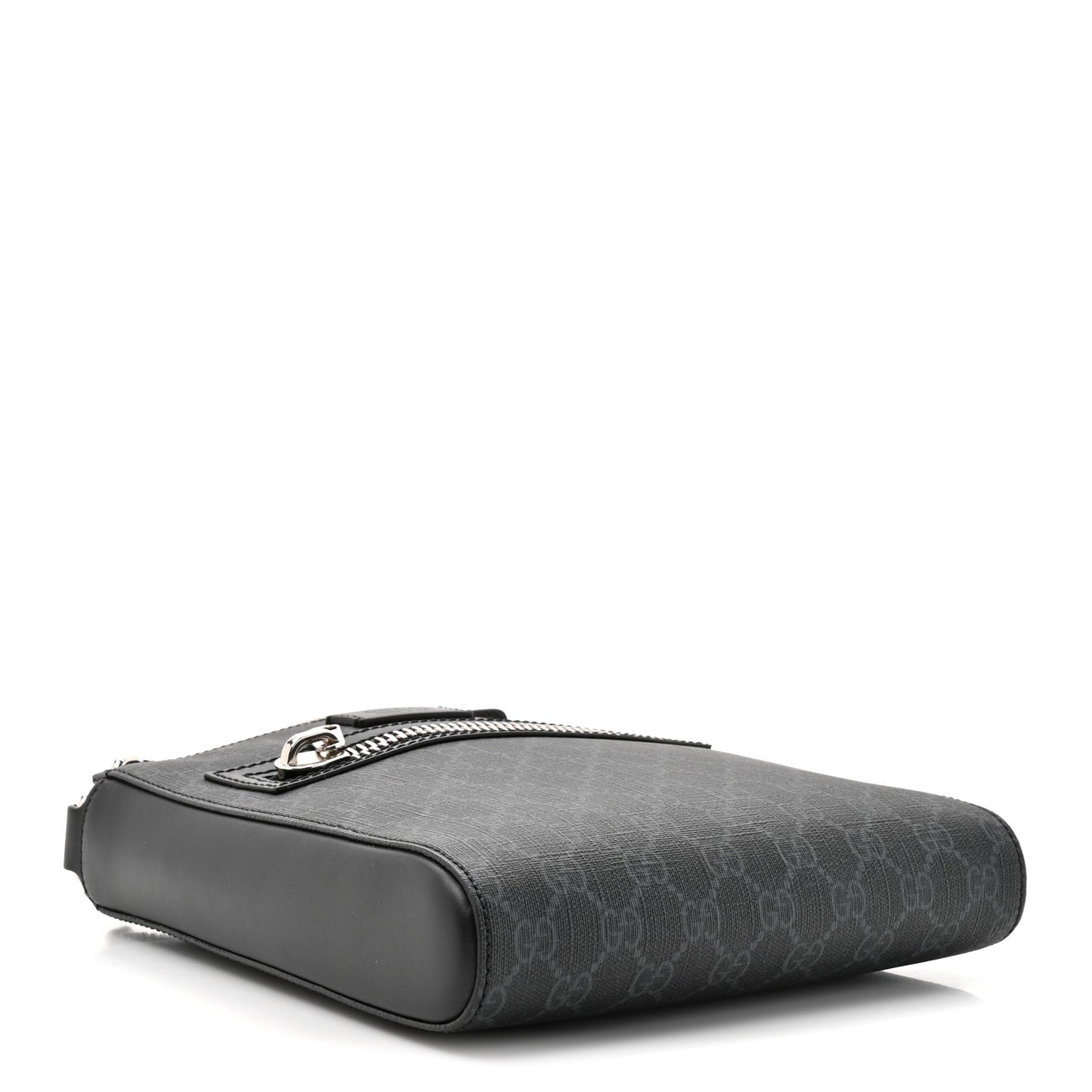 GG Supreme Monogram Web Small Flat Messenger Bag Black Grey